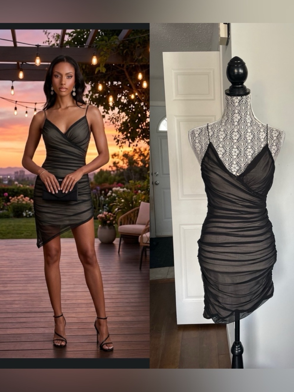 Edmonton Canada Brand Workhall Ruched Mesh Asymmetrical Party Dress. Small